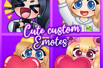 create cute custom twitch emotes, discord emotes, sub badges