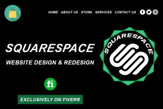 design or redesign squarespace, wix, weebly website with online store