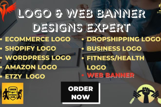 design wordpress, shopify, ecommerce logo, business and web banner