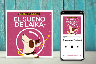 design professional podcast cover art or artwork with podcast logo