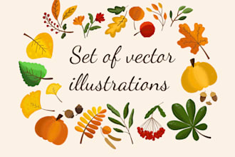 create cute vector illustration set