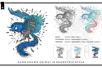 hand drawn animal logo design in geometric style