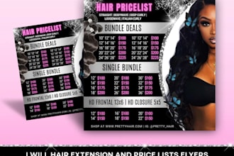 design beauty flyer, hair extension flyer, lash flyer