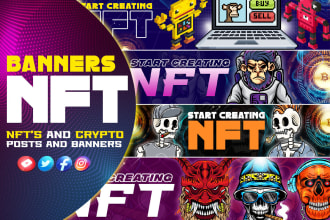 design nft banner twitter, crypto banner and opensea banner