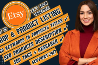 set up etsy shop store and etsy seo listing