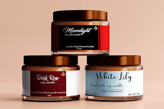 do candle label, product label, and packaging design