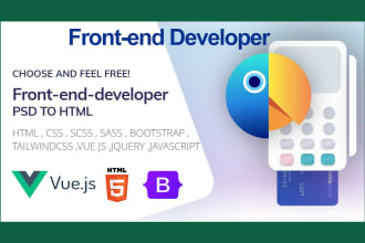 be your vue js front end developer psd figma xd html css jquery bootstrap scss