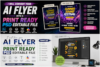 convert your ai flyer into a print ready PSD editable file