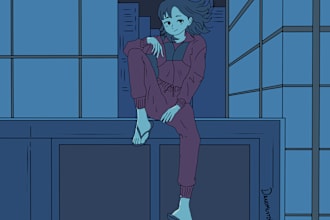 draw a retro 90s anime illustration