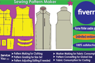 any kind of clothing sewing pattern making and grading