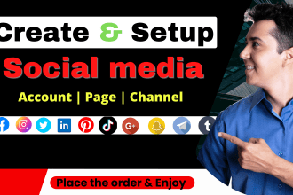 create, setup and optimize all social media accounts, setup business page