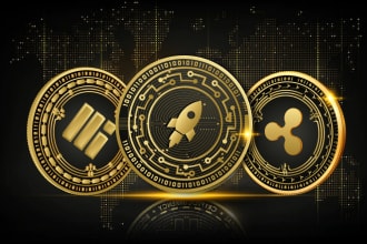 3d cryptocurrency ,metaverse coin , golden  silver , bronze coin,  bitcoin logo