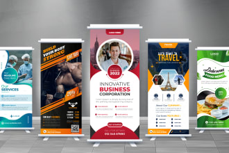 design advertisement x roll up banner for  business, medical, hotel, gym, travel