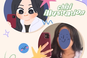 draw chibi drawing illustration for icon and avatars