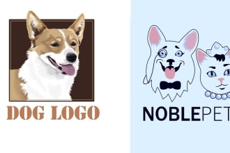 create amazing line art pet,pet care,animal,animal care,dog and cat logo