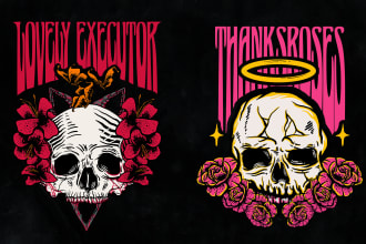 make edgy skull skeleton and grim for streetwear tshirt design logo