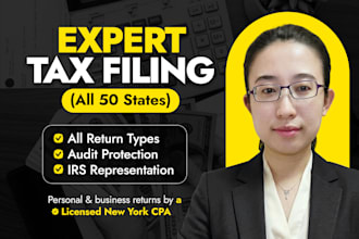 prepare and file 1040 1065 1120 tax returns as CPA