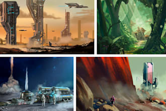 design environment concept art and background illustrations