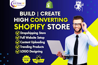 create shopify store, build shopify website, design shopify dropshipping store