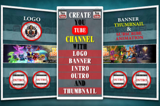 create a youtube channel, logo, banner, intro outro video