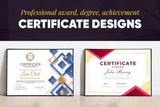 create professional certificate, award or degree certificate