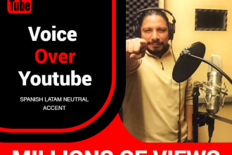 rec a youtube channel latam neutral voice over exclusive price for ytube