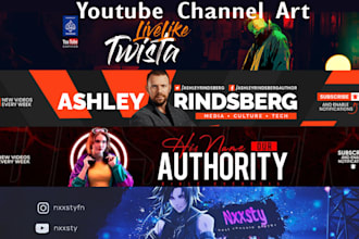 design awesome youtube banner channel cover art logo thumbnail nft social media