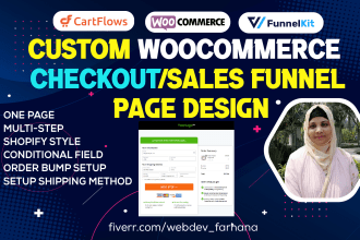 design landing page, woocommerce checkout page using funnelkit, cartflows