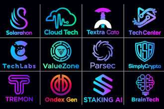 do modern minimalist tech, blockchain, crypto logo design