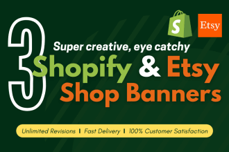 make 3 shopify, etsy shop banners or cover photos