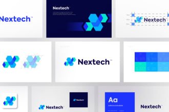 create a trendy minimalist logo with brand identity and brand style guides