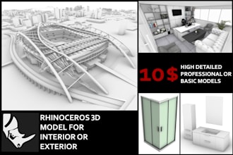 do architectural 3d models interior or exterior with rhino