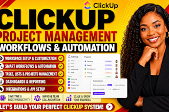set up clickup project management, workflows and automation