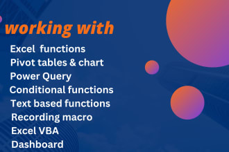 design excel dashboard with complex functions, formulas, pivot tables and macros