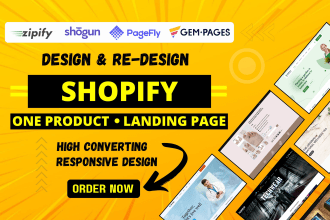 design shopify ecommerce website or landing page with pagefly, gempages, shogun