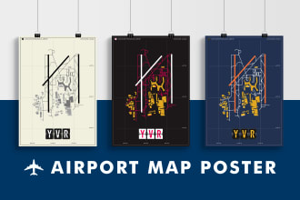 design airport map posters or aviation runway prints