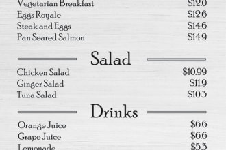 design simple menu for you