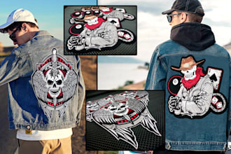 design custom embroidered biker patches, digitized and fast shipped