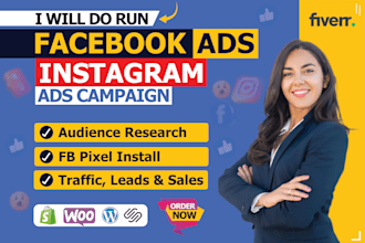 setup facebook and instagram ads campaign, run shopify fb ads for leads, sale