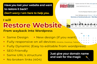 restore wordpress website from wayback machine web archive