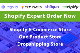 design shopify ecommerce website using pagefly, gempages, shogun, or zipify