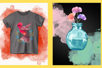 design stunning watercolor art for tshirts and canvas wall art