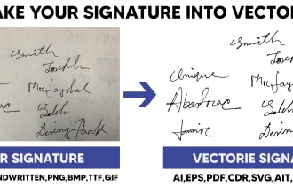 do vector tracing, vectorize signature and handwritten autograph
