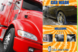 design trucking, sale, rental,car wash, logistic all flyer, price list in 5 hrs