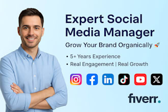 be your social media marketing manager to grow your brand organically