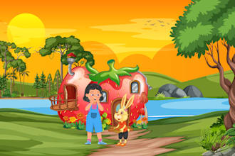 do cute vector illustrations for children or kids story book