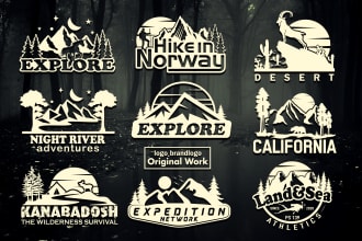 do adventure outdoor and vintage mountain logo design
