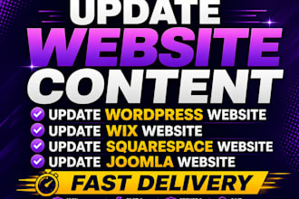 update website content, wordpress, wix, squarespace