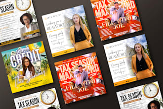 design canva template, tax, credit repair, real estate flyer, social media post