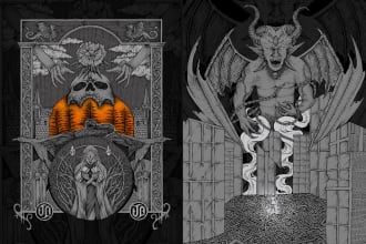 draw anything dark, horror, brutal, metal art illustration